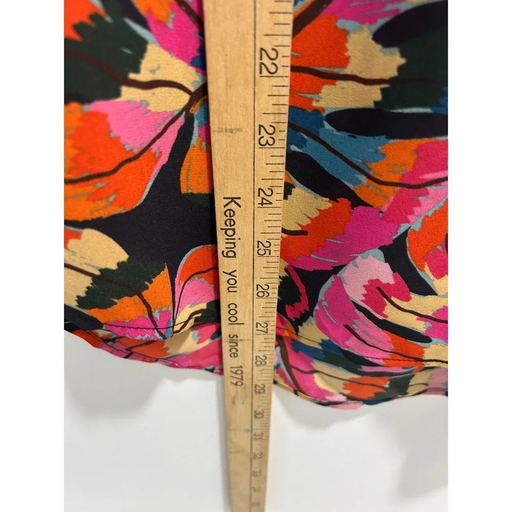 DR2 by Daniel Rainn Tropical Leaf Print Blouse Pink Orange Blue L ZDR12813PR1